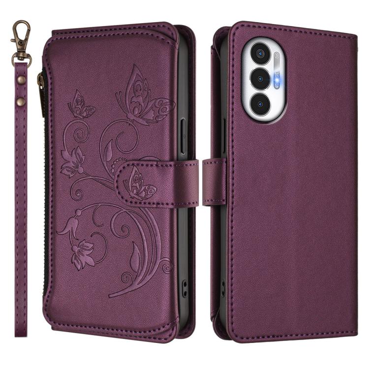 Butterfly Love Flower Multi-card Zipper Wallet Leather Phone Case, For Tecno Pova 3