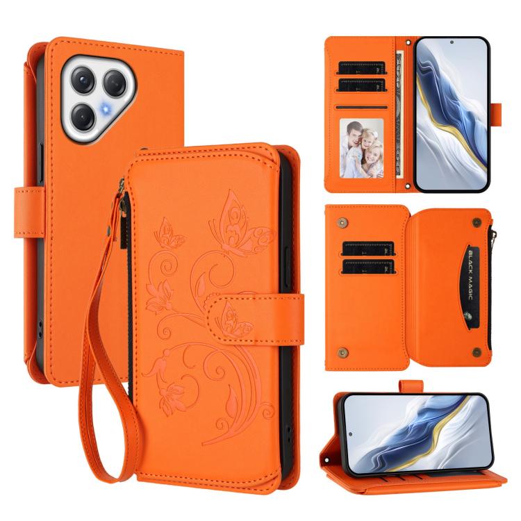Butterfly Love Flower Multi-card Zipper Wallet Leather Phone Case, For Tecno Camon 50 Pro 4G, For Tecno Camon 50 4G, For Tecno Spark Slim 5G, For Tecno Camon 40 Pro 4G, For Tecno Spark 40 4G, For Tecno Pova 7 4G