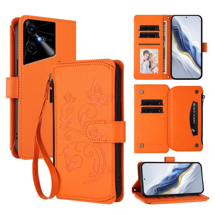 Butterfly Love Flower Multi-card Zipper Wallet Leather Phone Case, For Tecno Camon 30 4G / 5G, For Tecno Spark 20 Pro+ 4G, For Tecno Spark GO 2024 4G / 20 4G, For Tecno Pova 5 Pro 5G, For Tecno Pova Neo 3, For Tecno Pova 5