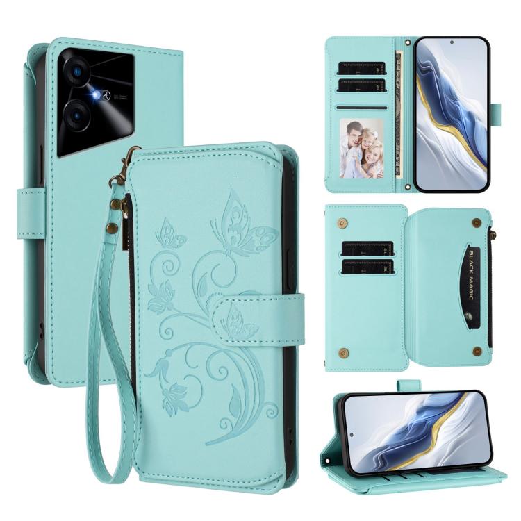 Butterfly Love Flower Multi-card Zipper Wallet Leather Phone Case, For Tecno Camon 30 4G / 5G, For Tecno Spark 20 Pro+ 4G, For Tecno Spark GO 2024 4G / 20 4G, For Tecno Pova 5 Pro 5G, For Tecno Pova Neo 3, For Tecno Pova 5