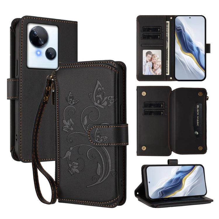 Butterfly Love Flower Multi-card Zipper Wallet Leather Phone Case, For Tecno Camon 20 Premier 5G, For Tecno Camon 20 Pro 5G, For Tecno Camon 20 4G / 20 Pro 4G, For Tecno Spark 10 5G, For Tecno Spark 10C / 10 4G, For Tecno Spark 10 Pro 4G / K17 4G