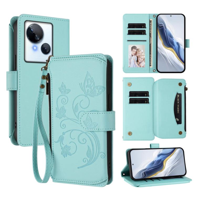 Butterfly Love Flower Multi-card Zipper Wallet Leather Phone Case, For Tecno Camon 20 Premier 5G, For Tecno Camon 20 Pro 5G, For Tecno Camon 20 4G / 20 Pro 4G, For Tecno Spark 10 5G, For Tecno Spark 10C / 10 4G, For Tecno Spark 10 Pro 4G / K17 4G