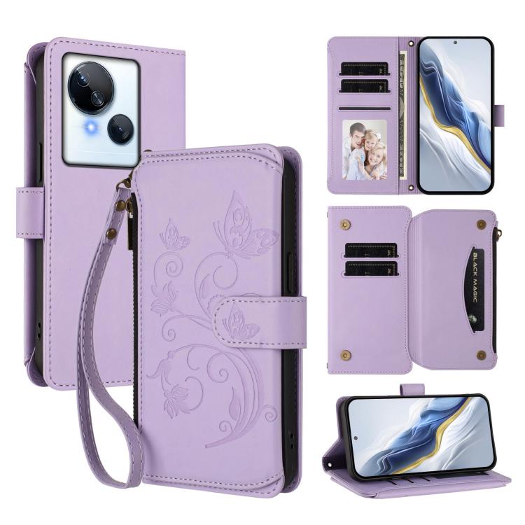 Butterfly Love Flower Multi-card Zipper Wallet Leather Phone Case, For Tecno Camon 20 Premier 5G, For Tecno Camon 20 Pro 5G, For Tecno Camon 20 4G / 20 Pro 4G, For Tecno Spark 10 5G, For Tecno Spark 10C / 10 4G, For Tecno Spark 10 Pro 4G / K17 4G