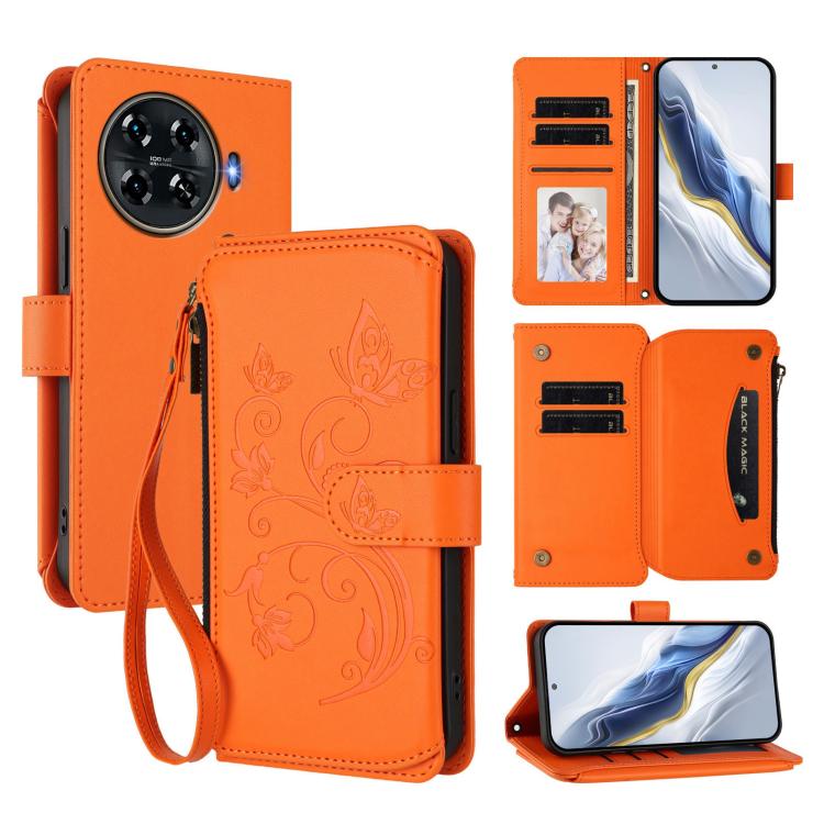 Butterfly Love Flower Multi-card Zipper Wallet Leather Phone Case, For Tecno Camon 30 4G / 5G, For Tecno Spark 20 Pro+ 4G, For Tecno Spark GO 2024 4G / 20 4G, For Tecno Pova 5 Pro 5G, For Tecno Pova Neo 3, For Tecno Pova 5