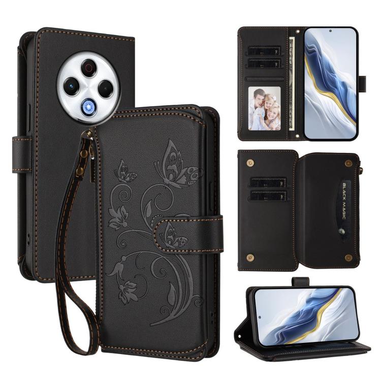 Butterfly Love Flower Multi-card Zipper Wallet Leather Phone Case, For Tecno Spark 30 Pro 4G, For Tecno Spark 30 5G / Pova 6 Neo 5G, For Tecno Spark 30 4G, For Tecno Spark GO 5G 2025 / Hot 60i 4G, For Tecno Spark 30C 4G, For Tecno Spark 20 Pro 5G