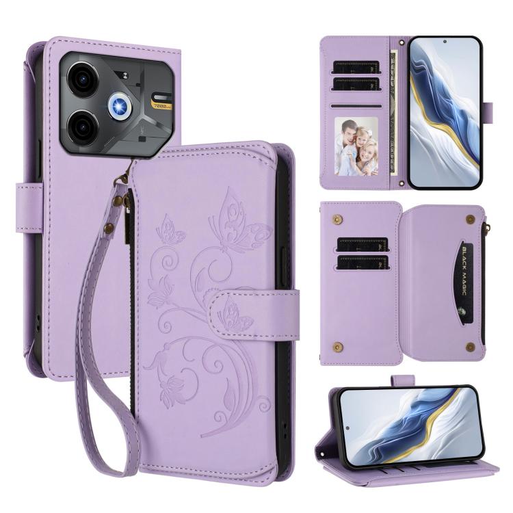Butterfly Love Flower Multi-card Zipper Wallet Leather Phone Case, For Tecno Spark 30 Pro 4G, For Tecno Spark 30 5G / Pova 6 Neo 5G, For Tecno Spark 30 4G, For Tecno Spark GO 5G 2025 / Hot 60i 4G, For Tecno Spark 30C 4G, For Tecno Spark 20 Pro 5G