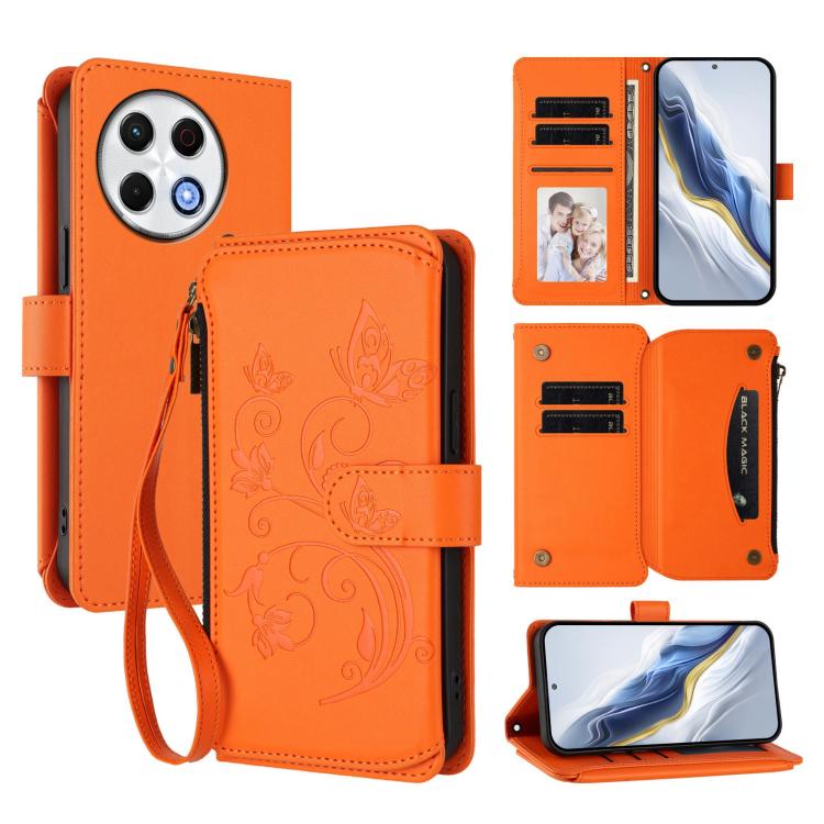 Butterfly Love Flower Multi-card Zipper Wallet Leather Phone Case, For Tecno Spark 30 Pro 4G, For Tecno Spark 30 5G / Pova 6 Neo 5G, For Tecno Spark 30 4G, For Tecno Spark GO 5G 2025 / Hot 60i 4G, For Tecno Spark 30C 4G, For Tecno Spark 20 Pro 5G