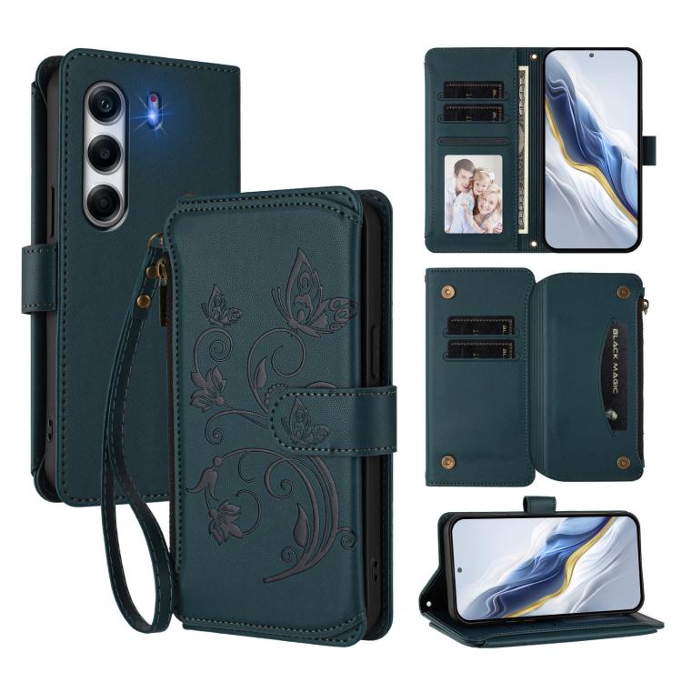 Butterfly Love Flower Multi-card Zipper Wallet Leather Phone Case, For Tecno Camon 50 Pro 4G, For Tecno Camon 50 4G, For Tecno Spark Slim 5G, For Tecno Camon 40 Pro 4G, For Tecno Spark 40 4G, For Tecno Pova 7 4G