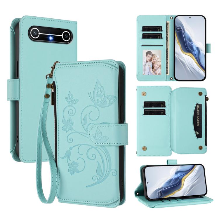 Butterfly Love Flower Multi-card Zipper Wallet Leather Phone Case, For Tecno Camon 50 Pro 4G, For Tecno Camon 50 4G, For Tecno Spark Slim 5G, For Tecno Camon 40 Pro 4G, For Tecno Spark 40 4G, For Tecno Pova 7 4G
