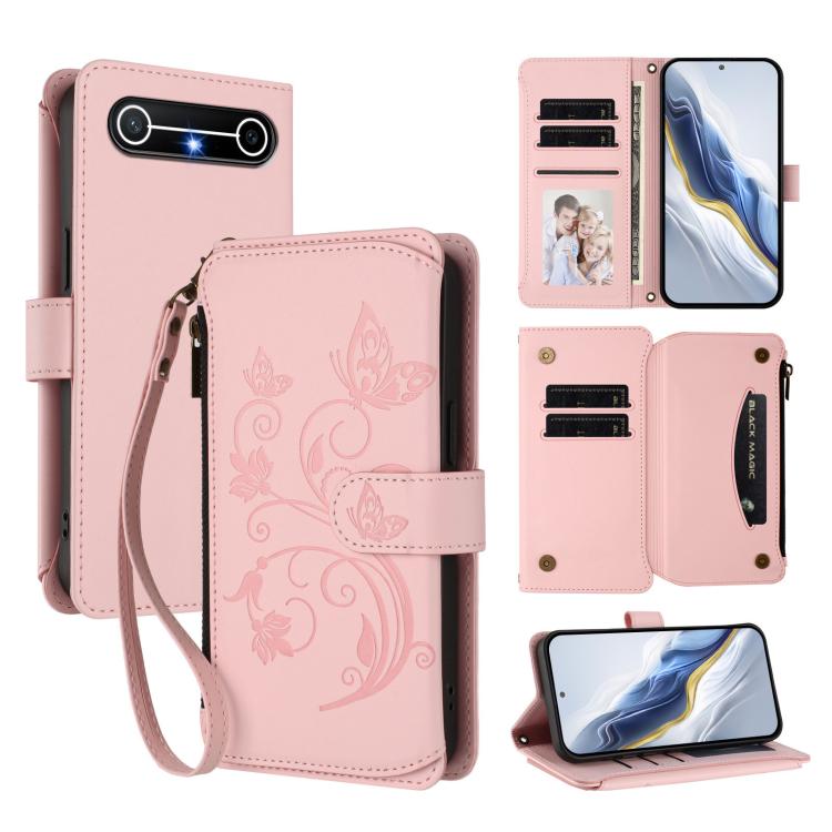 Butterfly Love Flower Multi-card Zipper Wallet Leather Phone Case, For Tecno Camon 50 Pro 4G, For Tecno Camon 50 4G, For Tecno Spark Slim 5G, For Tecno Camon 40 Pro 4G, For Tecno Spark 40 4G, For Tecno Pova 7 4G