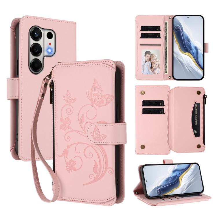 Butterfly Love Flower Multi-card Zipper Wallet Leather Phone Case, For Tecno Camon 50 Pro 4G, For Tecno Camon 50 4G, For Tecno Spark Slim 5G, For Tecno Camon 40 Pro 4G, For Tecno Spark 40 4G, For Tecno Pova 7 4G