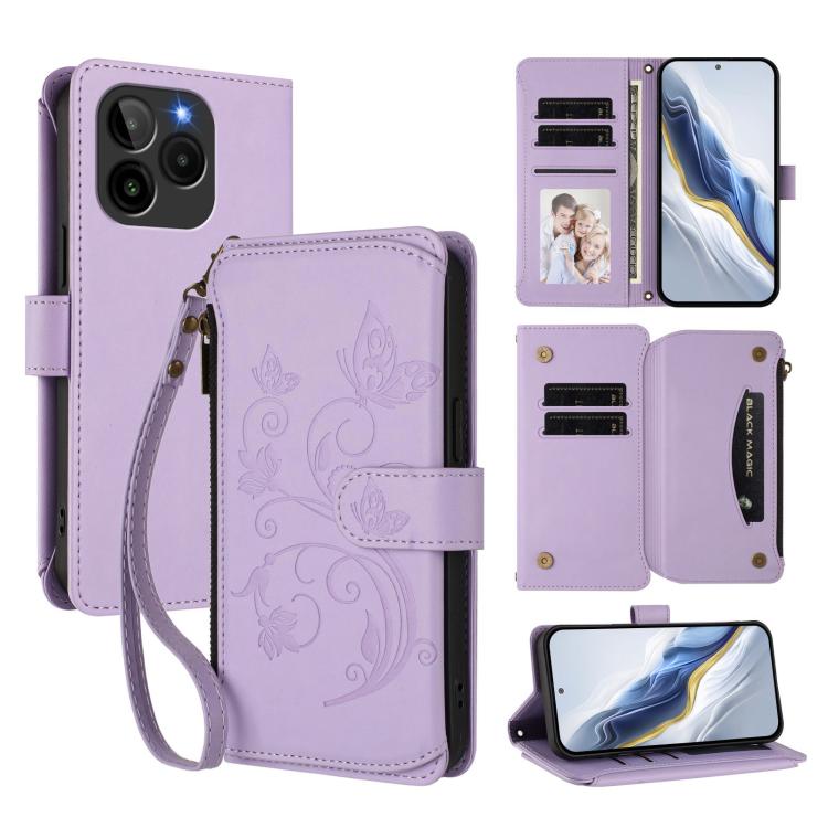Butterfly Love Flower Multi-card Zipper Wallet Leather Phone Case, For BLU G95, For BLU Bold N4, For BLU Bold K10 / G54, For BLU G64, For BLU Bold K50, For BLU C9