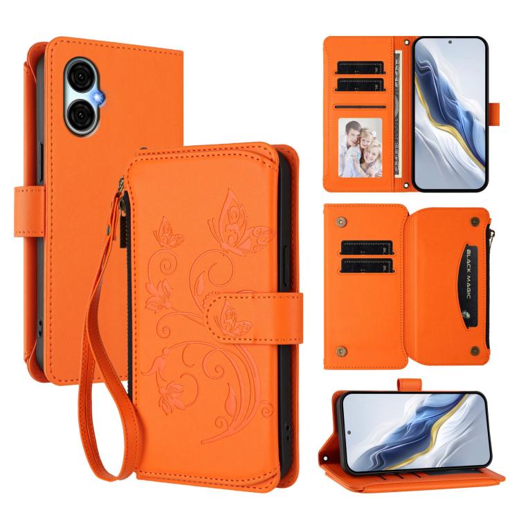 Butterfly Love Flower Multi-card Zipper Wallet Leather Phone Case, For BLU View 5 Pro, For BLU View 5, For BLU View Speed 5G B1550VL, For BLU G53
