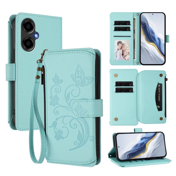 Butterfly Love Flower Multi-card Zipper Wallet Leather Phone Case, For BLU G95, For BLU Bold N4, For BLU Bold K10 / G54, For BLU G64, For BLU Bold K50, For BLU C9