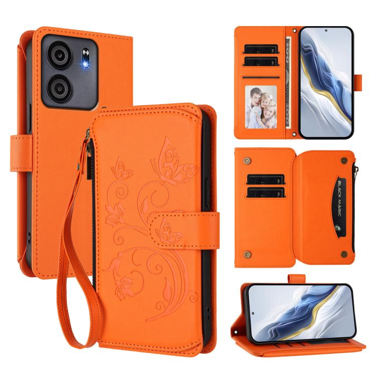 Butterfly Love Flower Multi-card Zipper Wallet Leather Phone Case, For BLU View 5 Pro, For BLU View 5, For BLU View Speed 5G B1550VL, For BLU G53