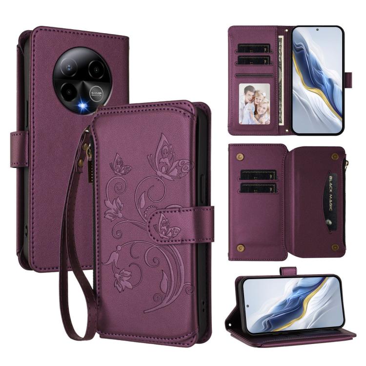 Butterfly Love Flower Multi-card Zipper Wallet Leather Phone Case, For BLU G95, For BLU Bold N4, For BLU Bold K10 / G54, For BLU G64, For BLU Bold K50, For BLU C9