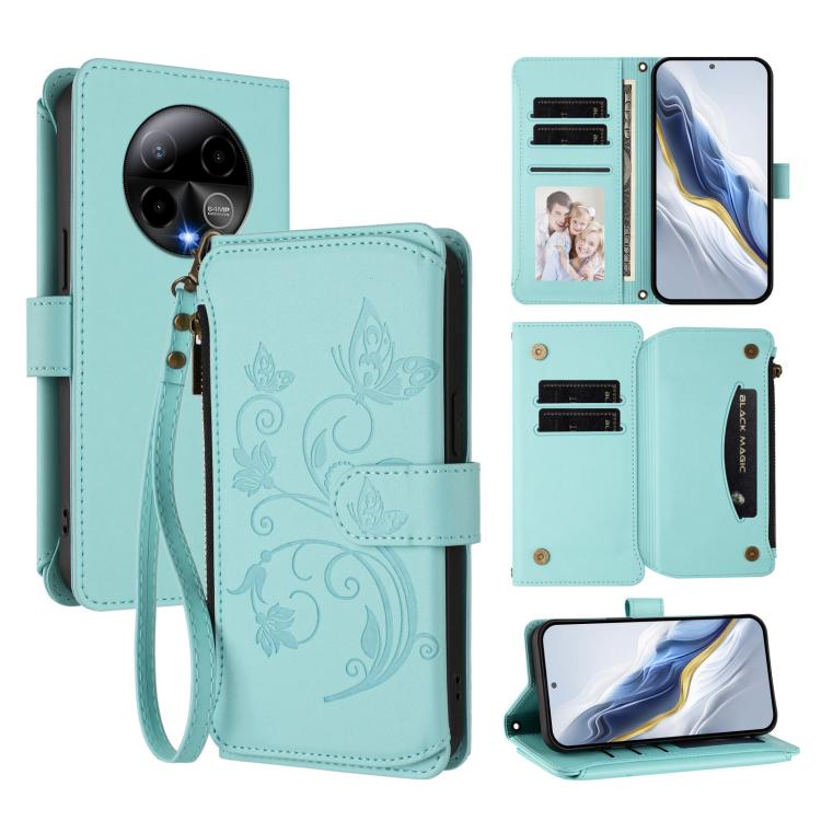 Butterfly Love Flower Multi-card Zipper Wallet Leather Phone Case, For BLU G95, For BLU Bold N4, For BLU Bold K10 / G54, For BLU G64, For BLU Bold K50, For BLU C9