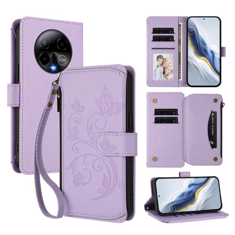Butterfly Love Flower Multi-card Zipper Wallet Leather Phone Case, For BLU G95, For BLU Bold N4, For BLU Bold K10 / G54, For BLU G64, For BLU Bold K50, For BLU C9