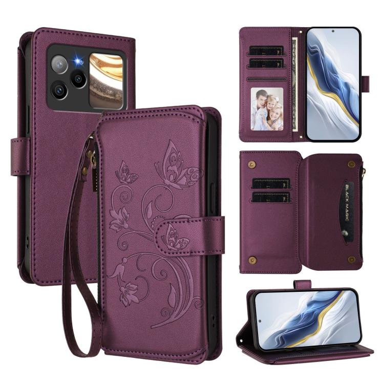Butterfly Love Flower Multi-card Zipper Wallet Leather Phone Case, For BLU G95, For BLU Bold N4, For BLU Bold K10 / G54, For BLU G64, For BLU Bold K50, For BLU C9