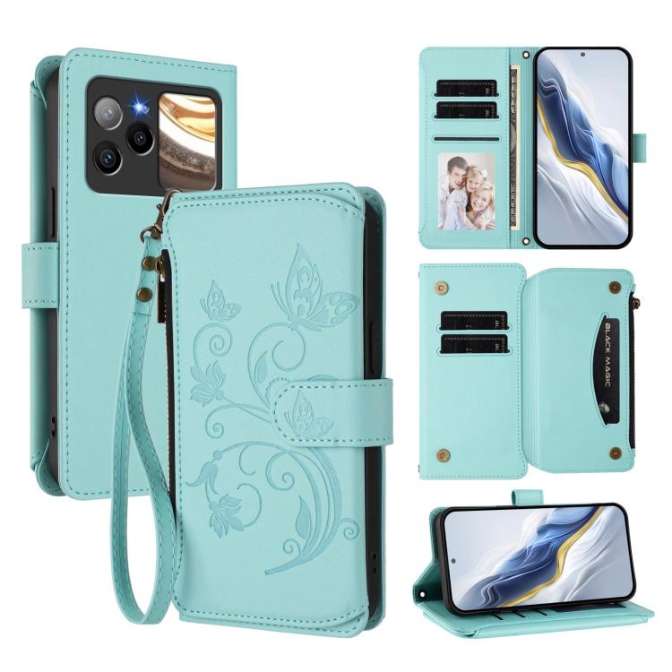 Butterfly Love Flower Multi-card Zipper Wallet Leather Phone Case, For BLU G95, For BLU Bold N4, For BLU Bold K10 / G54, For BLU G64, For BLU Bold K50, For BLU C9