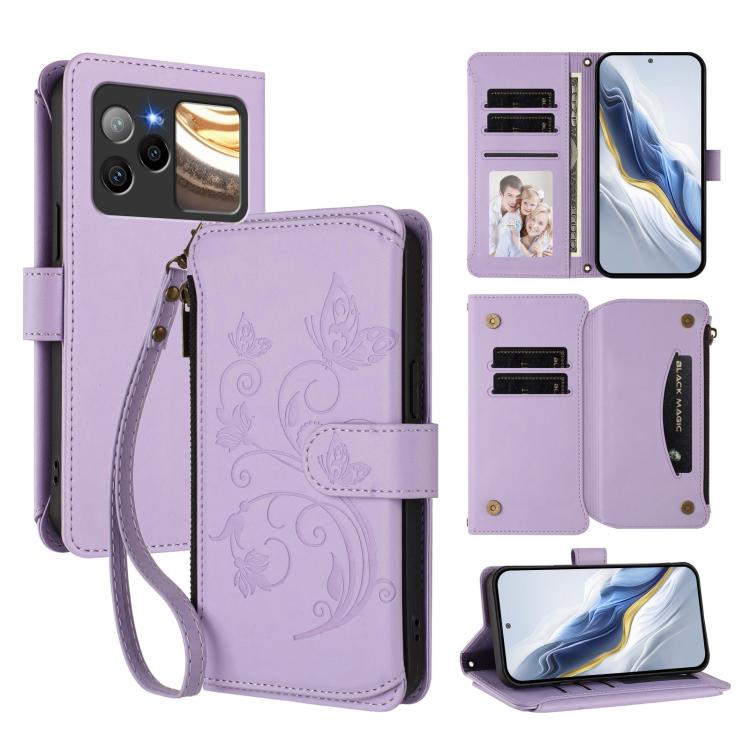Butterfly Love Flower Multi-card Zipper Wallet Leather Phone Case, For BLU G95, For BLU Bold N4, For BLU Bold K10 / G54, For BLU G64, For BLU Bold K50, For BLU C9