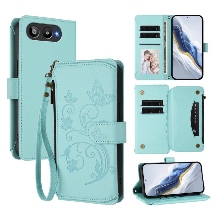 Butterfly Love Flower Multi-card Zipper Wallet Leather Phone Case, For BLU G95, For BLU Bold N4, For BLU Bold K10 / G54, For BLU G64, For BLU Bold K50, For BLU C9
