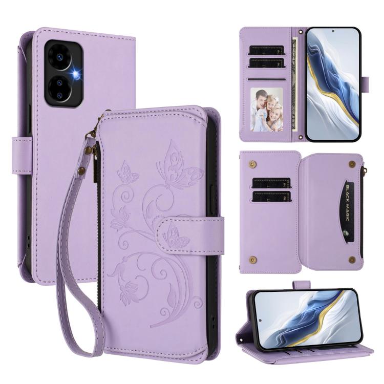 Butterfly Love Flower Multi-card Zipper Wallet Leather Phone Case, For Boost Mobile Summit 5G, For Boost Mobile Celero 5G+ 2024 / 3+ 5G, For Boost Mobile Celero 5G 2024 / 3 5G, For Boost Mobile Celero 5G SC / SN339D