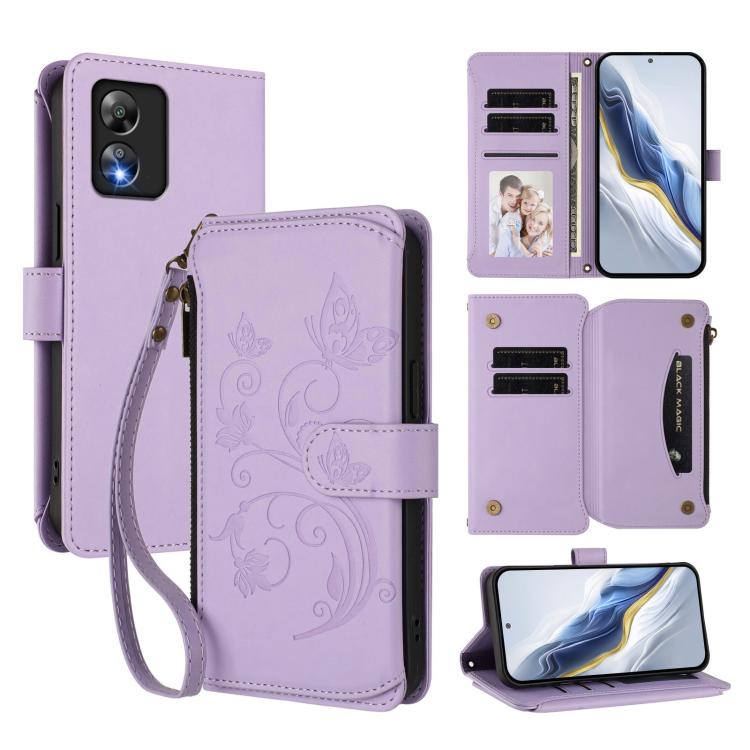 Butterfly Love Flower Multi-card Zipper Wallet Leather Phone Case, For Boost Mobile Summit 5G, For Boost Mobile Celero 5G+ 2024 / 3+ 5G, For Boost Mobile Celero 5G 2024 / 3 5G, For Boost Mobile Celero 5G SC / SN339D