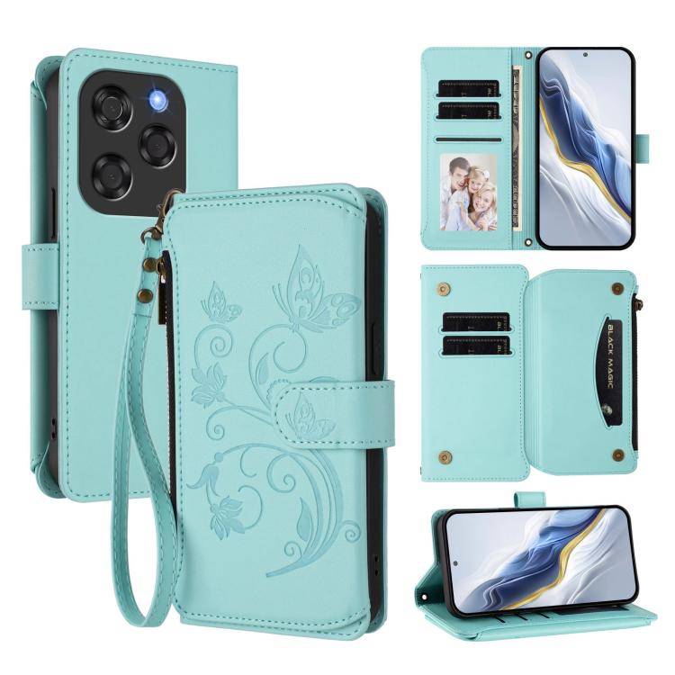 Butterfly Love Flower Multi-card Zipper Wallet Leather Phone Case, For Coolpad C16, For Coolpad X100, For Coolpad Cool 40i