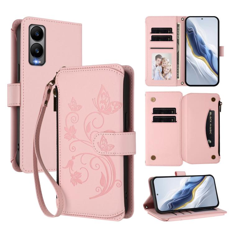 Butterfly Love Flower Multi-card Zipper Wallet Leather Phone Case, For Cricket Icon 7 5G / Plus 2026, For Cricket Magic 2 5G/ AT&T Propel 2 5G, For Cricket Debut S3, For Cricket Icon 6 / AT&T Verge SL219A, For Cricket Outlast 5G 2024