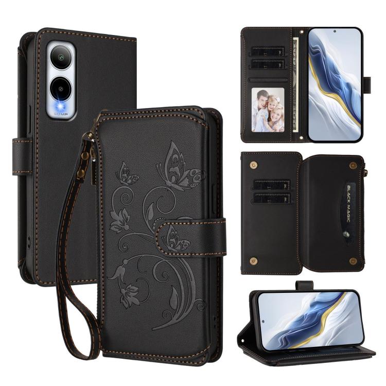 Butterfly Love Flower Multi-card Zipper Wallet Leather Phone Case, For Cricket Icon 7 5G / Plus 2026, For Cricket Magic 2 5G/ AT&T Propel 2 5G, For Cricket Debut S3, For Cricket Icon 6 / AT&T Verge SL219A, For Cricket Outlast 5G 2024