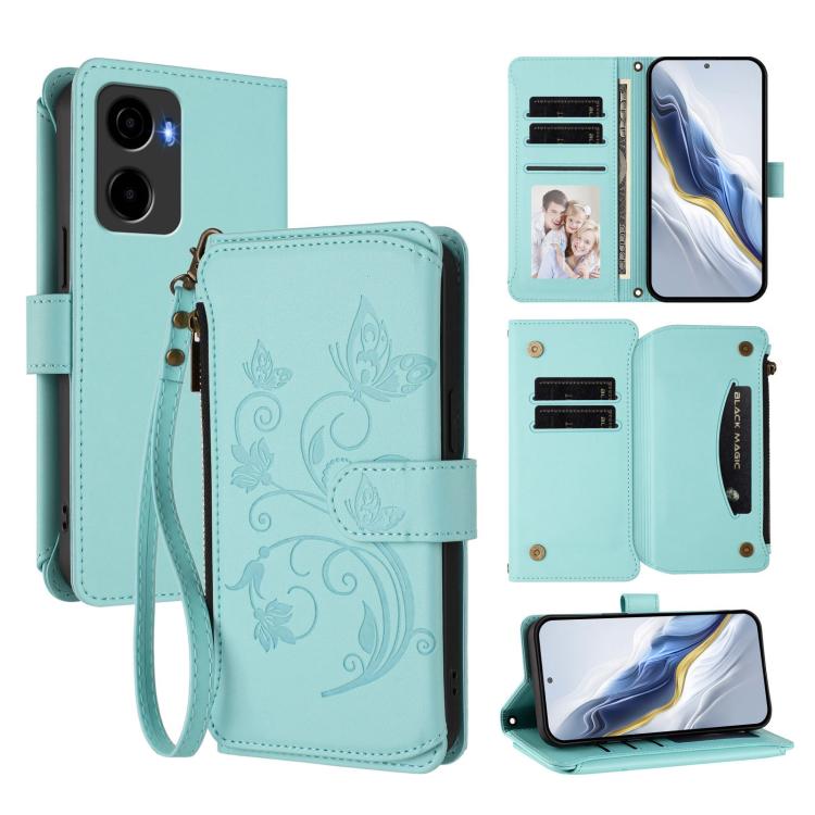 Butterfly Love Flower Multi-card Zipper Wallet Leather Phone Case, For Cricket Icon 7 5G / Plus 2026, For Cricket Magic 2 5G/ AT&T Propel 2 5G, For Cricket Debut S3, For Cricket Icon 6 / AT&T Verge SL219A, For Cricket Outlast 5G 2024