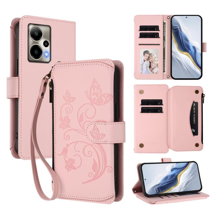 Butterfly Love Flower Multi-card Zipper Wallet Leather Phone Case, For Cricket Icon 7 5G / Plus 2026, For Cricket Magic 2 5G/ AT&T Propel 2 5G, For Cricket Debut S3, For Cricket Icon 6 / AT&T Verge SL219A, For Cricket Outlast 5G 2024
