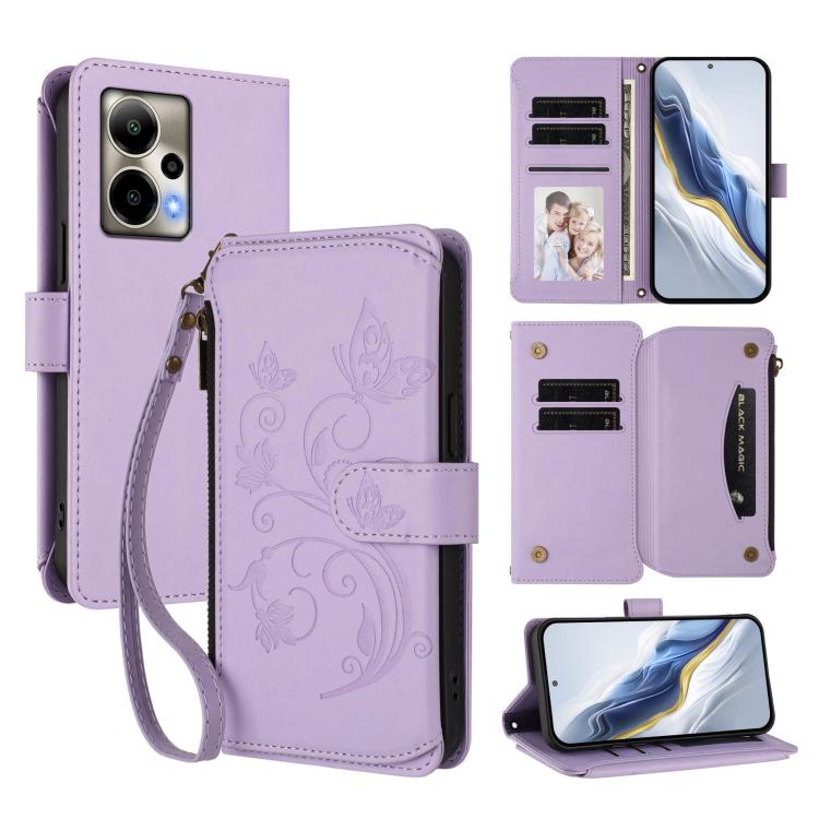 Butterfly Love Flower Multi-card Zipper Wallet Leather Phone Case, For Cricket Icon 7 5G / Plus 2026, For Cricket Magic 2 5G/ AT&T Propel 2 5G, For Cricket Debut S3, For Cricket Icon 6 / AT&T Verge SL219A, For Cricket Outlast 5G 2024