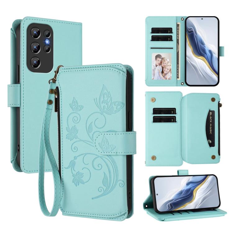 Butterfly Love Flower Multi-card Zipper Wallet Leather Phone Case, For Oukitel C1 Pro / C1, For Oukitel C65 Pro / C65, For Oukitel C58 / C58 Pro, For Oukitel C57S / C57 / C57 Pro, For Oukitel C53, For Oukitel C50