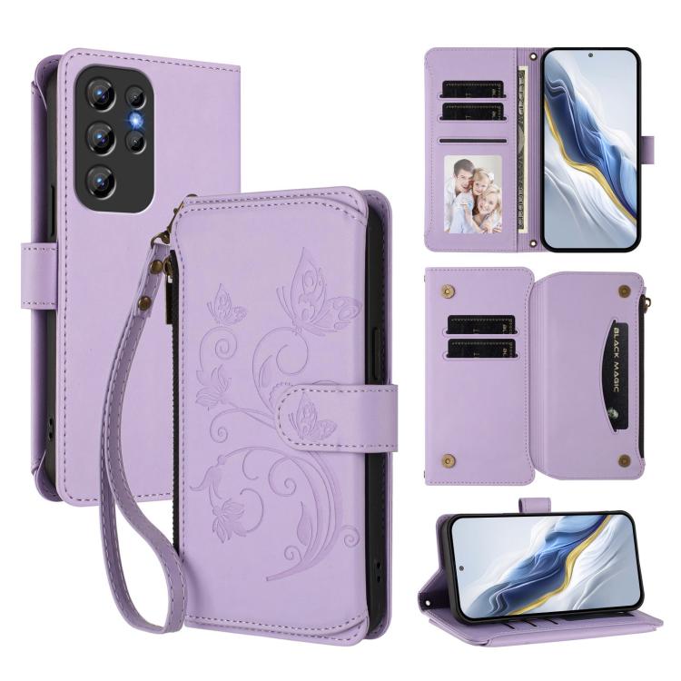Butterfly Love Flower Multi-card Zipper Wallet Leather Phone Case, For Oukitel C1 Pro / C1, For Oukitel C65 Pro / C65, For Oukitel C58 / C58 Pro, For Oukitel C57S / C57 / C57 Pro, For Oukitel C53, For Oukitel C50