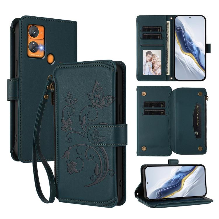 Butterfly Love Flower Multi-card Zipper Wallet Leather Phone Case, For Oukitel C37, For Oukitel C51, For Oukitel C38, For Oukitel C35, For Oukitel C33