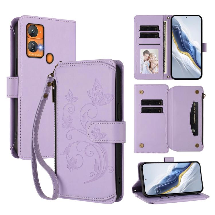 Butterfly Love Flower Multi-card Zipper Wallet Leather Phone Case, For Oukitel C37, For Oukitel C51, For Oukitel C38, For Oukitel C35, For Oukitel C33