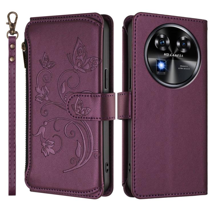 Butterfly Love Flower Multi-card Zipper Wallet Leather Phone Case, For Oukitel C37, For Oukitel C51, For Oukitel C38, For Oukitel C35, For Oukitel C33