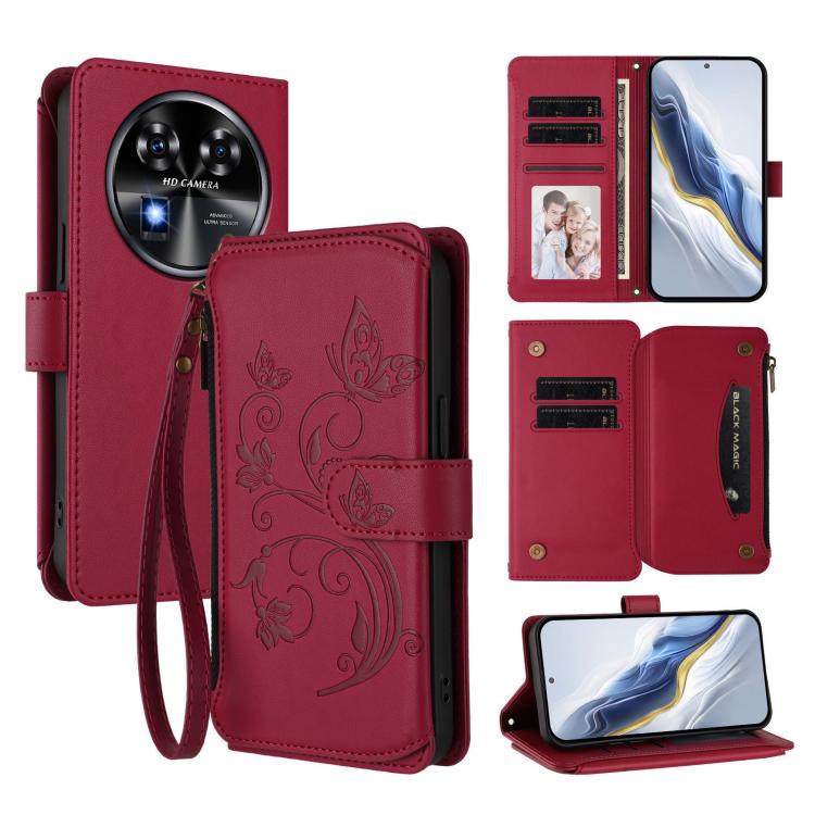 Butterfly Love Flower Multi-card Zipper Wallet Leather Phone Case, For Oukitel C37, For Oukitel C51, For Oukitel C38, For Oukitel C35, For Oukitel C33