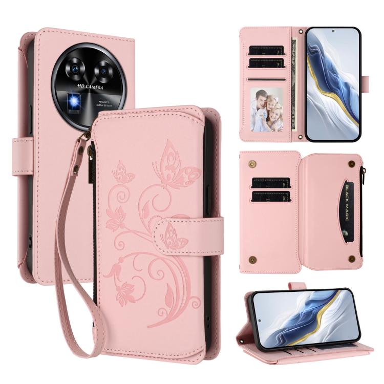 Butterfly Love Flower Multi-card Zipper Wallet Leather Phone Case, For Oukitel C37, For Oukitel C51, For Oukitel C38, For Oukitel C35, For Oukitel C33