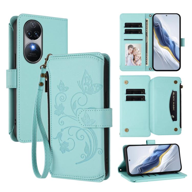 Butterfly Love Flower Multi-card Zipper Wallet Leather Phone Case, For Oukitel C37, For Oukitel C51, For Oukitel C38, For Oukitel C35, For Oukitel C33