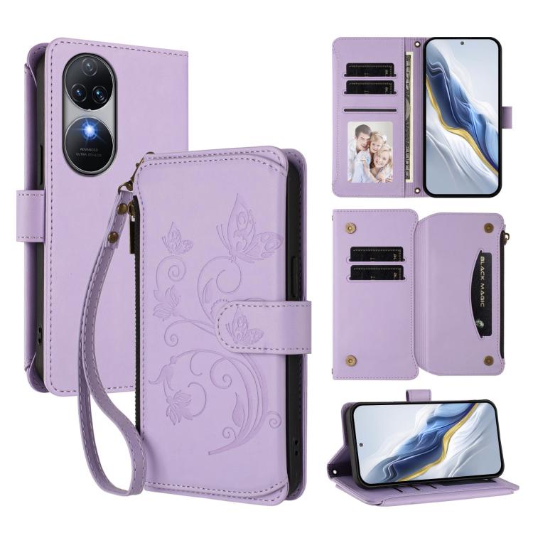 Butterfly Love Flower Multi-card Zipper Wallet Leather Phone Case, For Oukitel C37, For Oukitel C51, For Oukitel C38, For Oukitel C35, For Oukitel C33