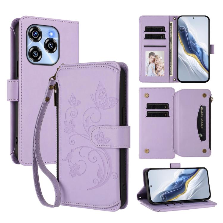Butterfly Love Flower Multi-card Zipper Wallet Leather Phone Case, For Oukitel C1 Pro / C1, For Oukitel C65 Pro / C65, For Oukitel C58 / C58 Pro, For Oukitel C57S / C57 / C57 Pro, For Oukitel C53, For Oukitel C50