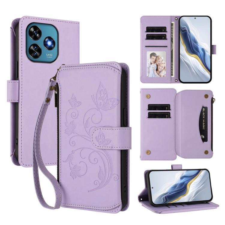 Butterfly Love Flower Multi-card Zipper Wallet Leather Phone Case, For Oukitel C37, For Oukitel C51, For Oukitel C38, For Oukitel C35, For Oukitel C33