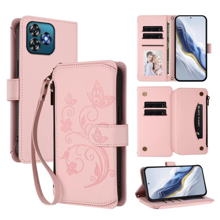 Butterfly Love Flower Multi-card Zipper Wallet Leather Phone Case, For Oukitel C1 Pro / C1, For Oukitel C65 Pro / C65, For Oukitel C58 / C58 Pro, For Oukitel C57S / C57 / C57 Pro, For Oukitel C53, For Oukitel C50