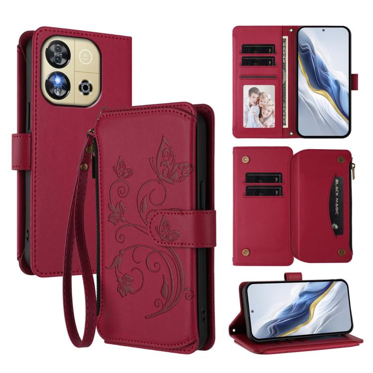 Butterfly Love Flower Multi-card Zipper Wallet Leather Phone Case, For Oukitel C1 Pro / C1, For Oukitel C65 Pro / C65, For Oukitel C58 / C58 Pro, For Oukitel C57S / C57 / C57 Pro, For Oukitel C53, For Oukitel C50