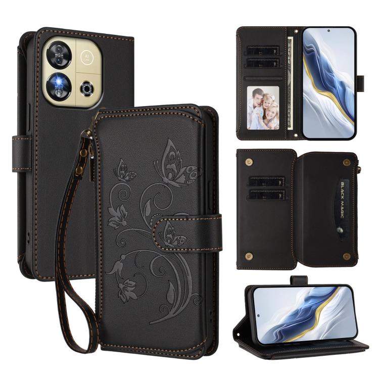 Butterfly Love Flower Multi-card Zipper Wallet Leather Phone Case, For Oukitel C1 Pro / C1, For Oukitel C65 Pro / C65, For Oukitel C58 / C58 Pro, For Oukitel C57S / C57 / C57 Pro, For Oukitel C53, For Oukitel C50