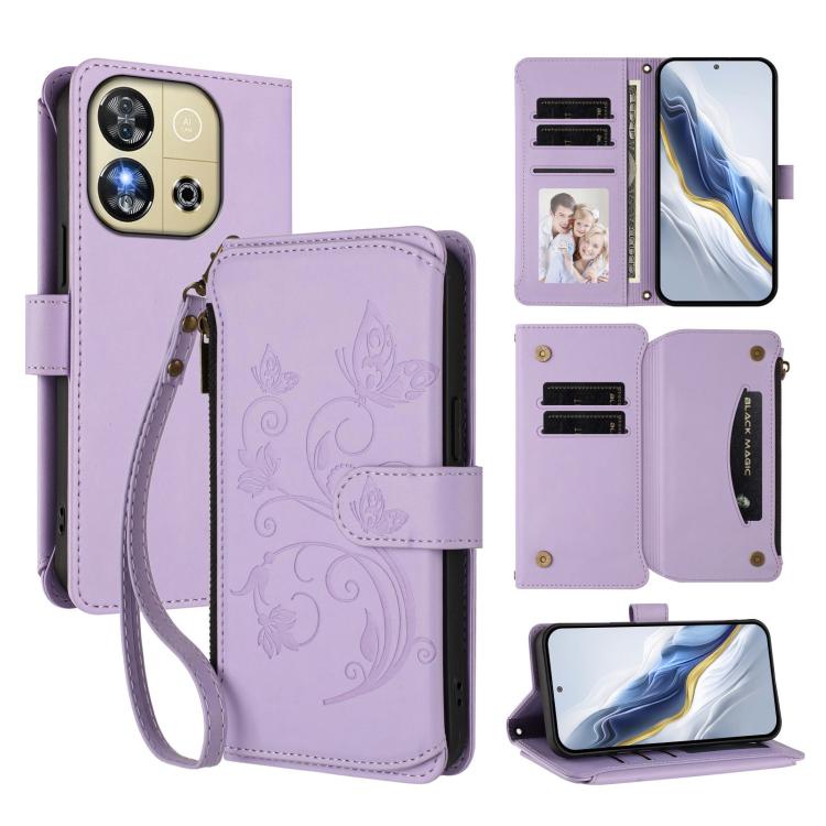 Butterfly Love Flower Multi-card Zipper Wallet Leather Phone Case, For Oukitel C1 Pro / C1, For Oukitel C65 Pro / C65, For Oukitel C58 / C58 Pro, For Oukitel C57S / C57 / C57 Pro, For Oukitel C53, For Oukitel C50