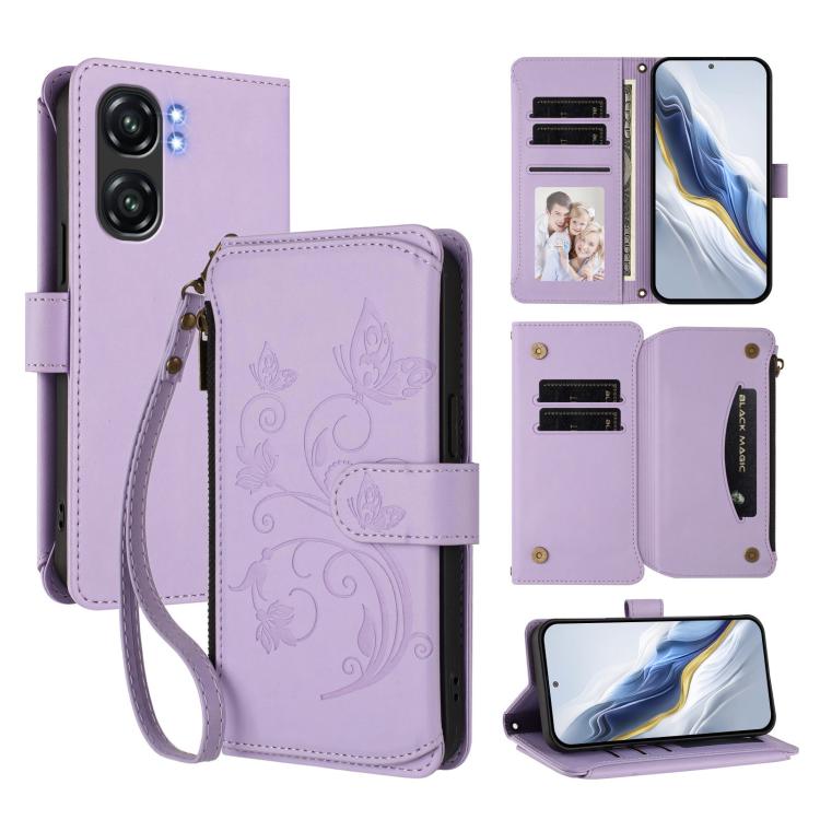 Butterfly Love Flower Multi-card Zipper Wallet Leather Phone Case, For Oukitel C1 Pro / C1, For Oukitel C65 Pro / C65, For Oukitel C58 / C58 Pro, For Oukitel C57S / C57 / C57 Pro, For Oukitel C53, For Oukitel C50